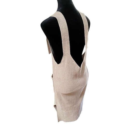 MOUSSY RIB KNIT JUMPER Sweater Overalls Dress Tan Women’s S/M/L Free Size - Picture 13 of 16